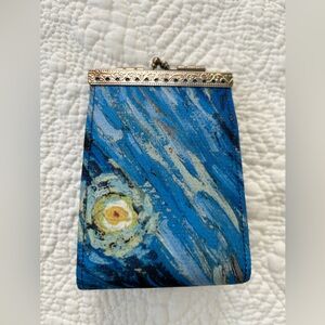 Cathayana RFID brocade accordion card wallet. Fabric printed w/The Starry Night
